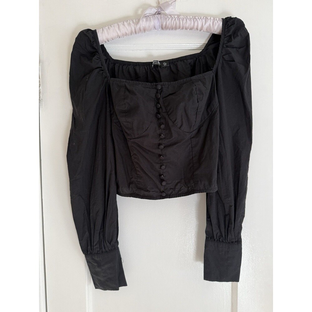 Nasty Gal Long Sleeve Crop Top Women’s 6 Corset Witchy Whimsigoth Goth Milkmaid